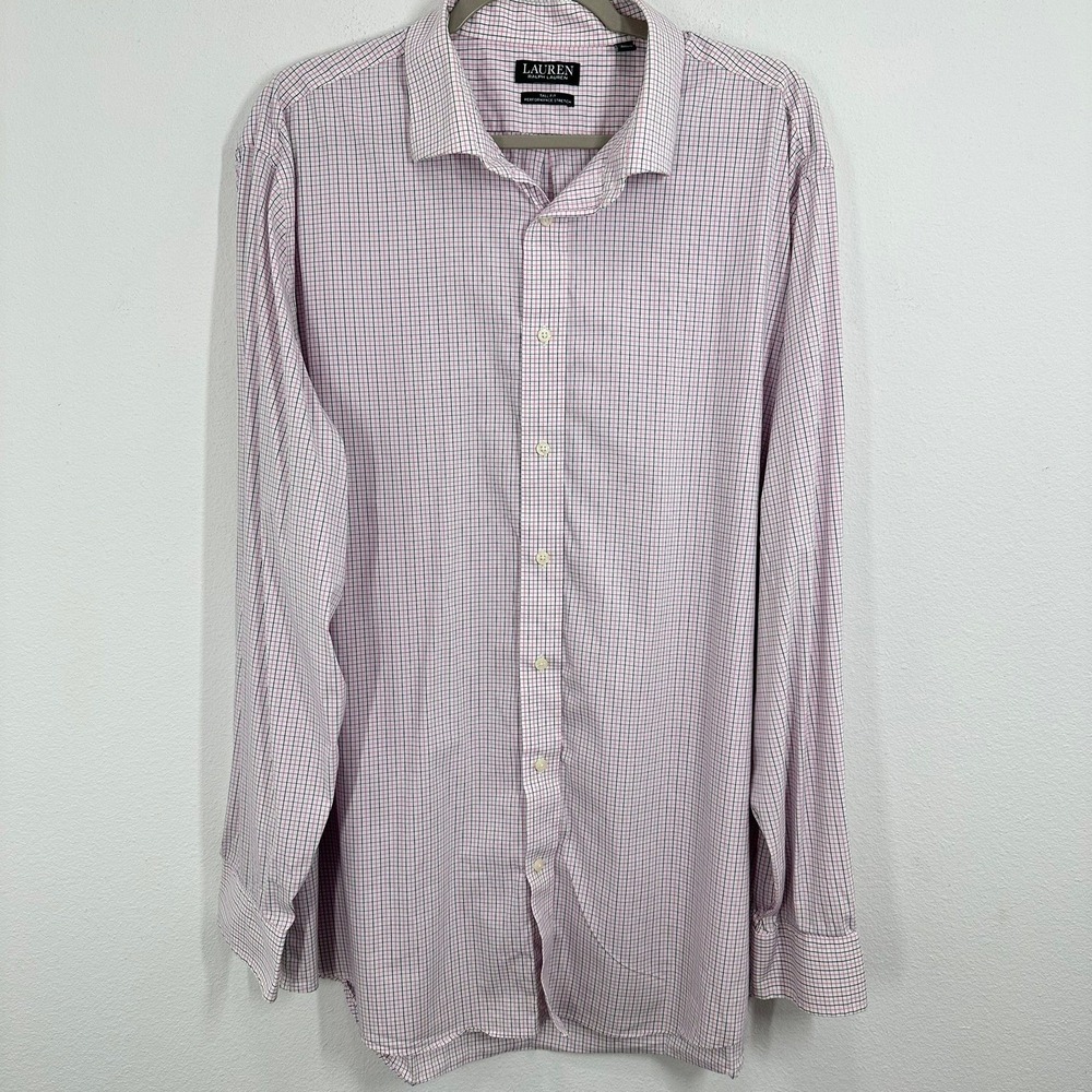 Lauren Ralph Lauren Tall Fit Performance Stretch Plaid Dress Shirt 18.5 36/37